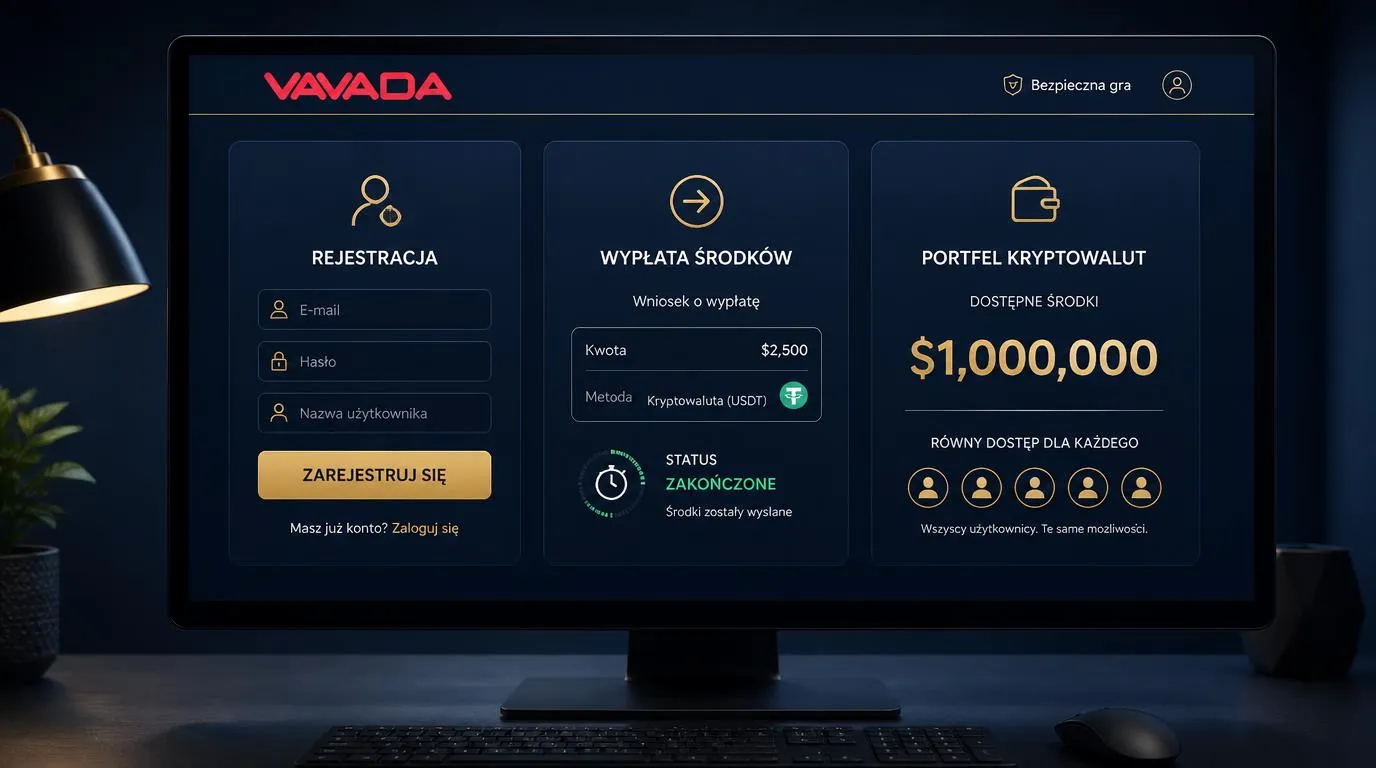 Panel rejestracji obok statusu wypłaty i symbolu kryptowaluty z limitem 1 000 000 dolarów